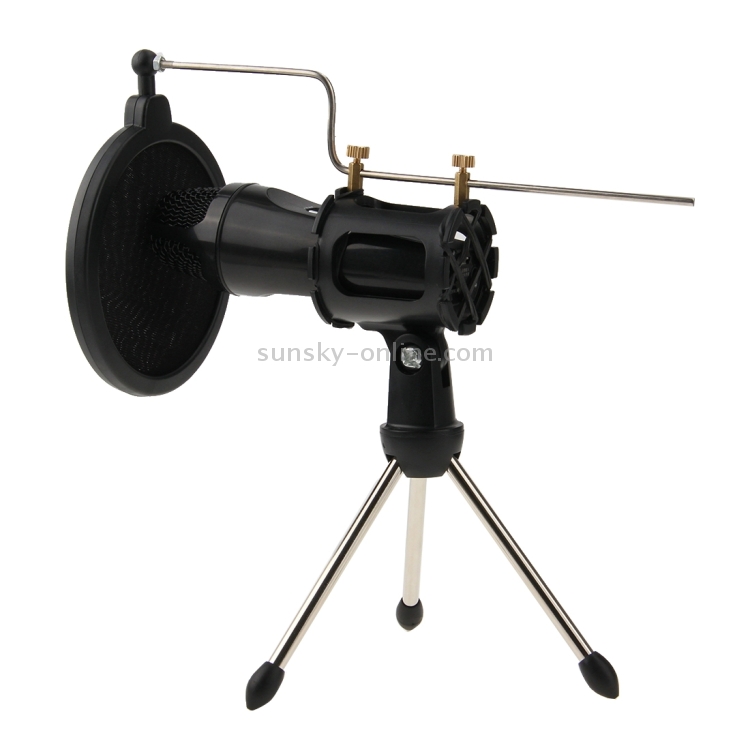 Mini soporte de trípode de micrófono de escritorio ajustable universal con cubierta de parabrisas para micrófono de 21-35 cm de diámetro - 5