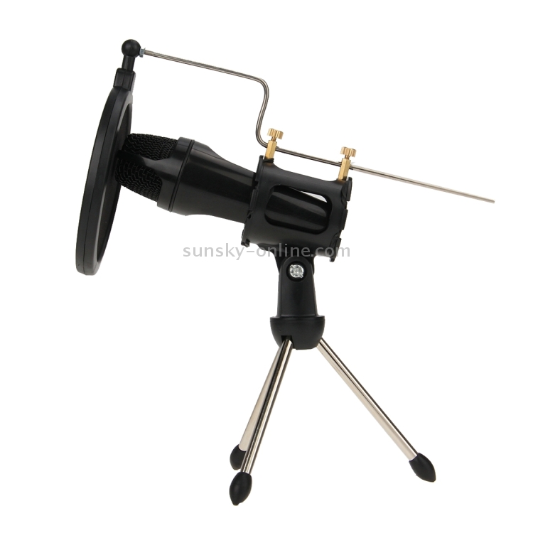 Mini soporte de trípode de micrófono de escritorio ajustable universal con cubierta de parabrisas para micrófono de 21-35 cm de diámetro - 6
