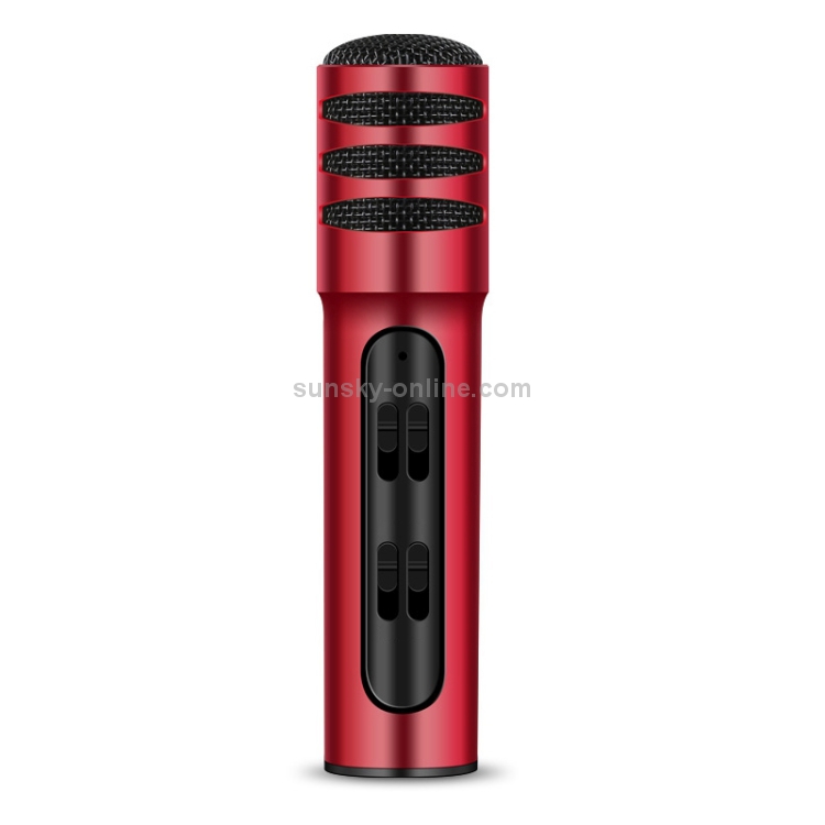 BGN-C7 Micrófono de condensador Doble teléfono móvil Karaoke Micrófono para cantar en vivo Tarjeta de sonido incorporada (rojo) - 1