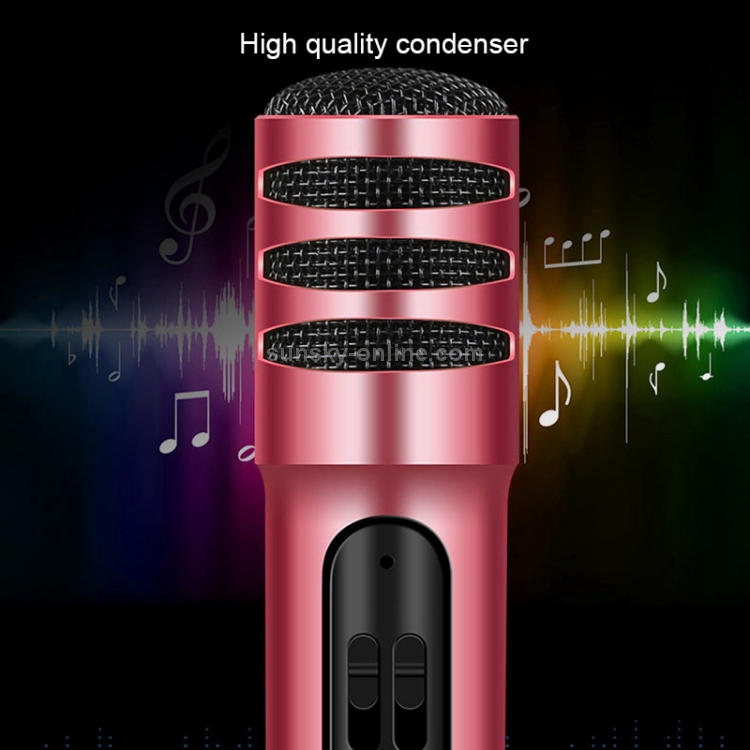 BGN-C7 Micrófono de condensador Doble teléfono móvil Karaoke Micrófono para cantar en vivo Tarjeta de sonido incorporada (rojo) - 10