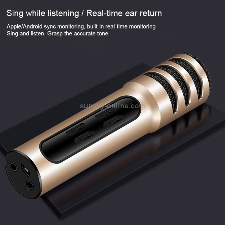 BGN-C7 Micrófono de condensador Doble teléfono móvil Karaoke Micrófono para cantar en vivo Tarjeta de sonido incorporada (rojo) - 7