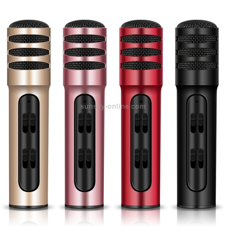 BGN-C7 Micrófono de condensador Doble teléfono móvil Karaoke Micrófono para cantar en vivo Tarjeta de sonido incorporada (rojo) - B1