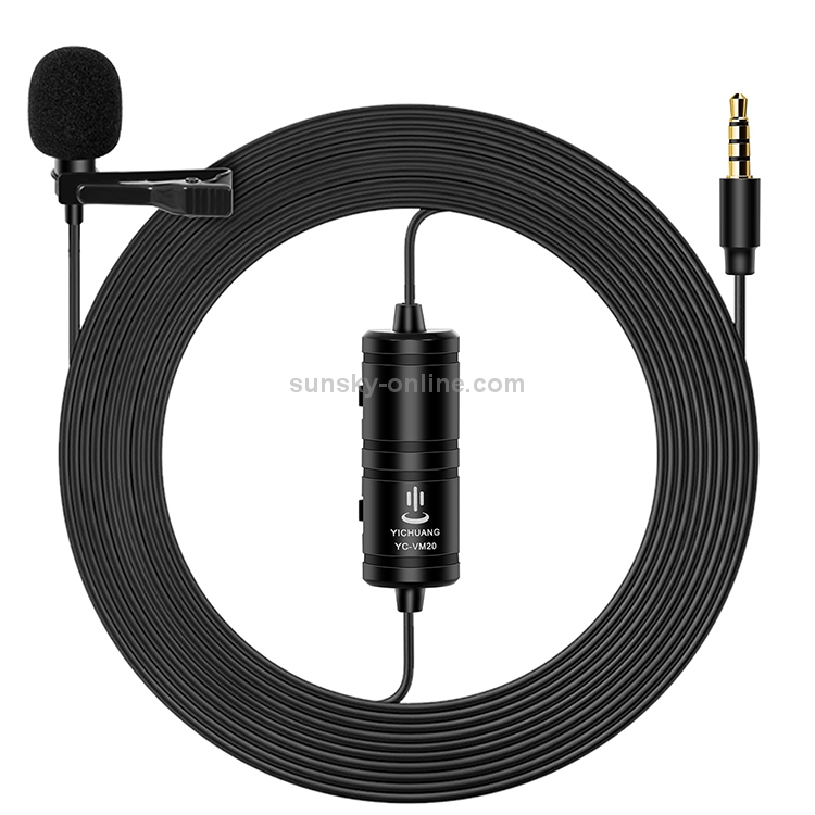 YICHUANG YC-VM20 Micrófono de solapa omnidireccional para grabación de video con puerto de 3,5 mm, longitud del cable: 6 m - 1