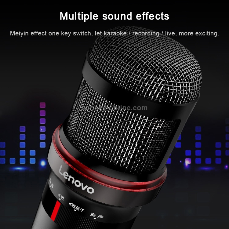 Equipo de grabación en vivo con micrófono de condensador de canciones original Lenovo UM20S K con efectos de sonido variables (negro) - 8