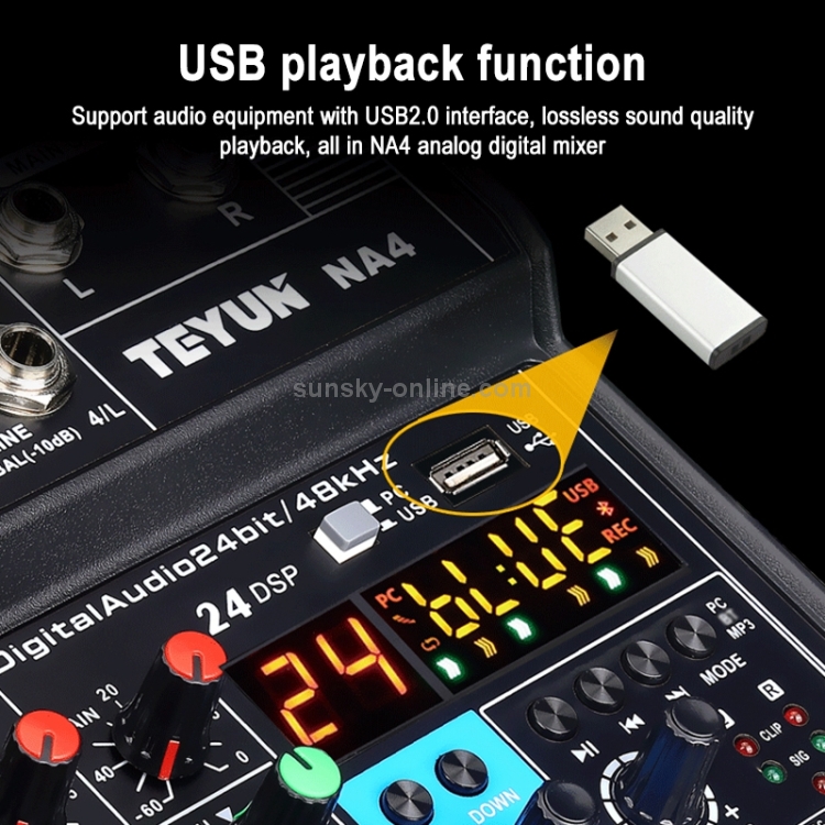 TEYUN NA4 4-channel Small Mixing Console Mobile Phone Sound Card Live ...
