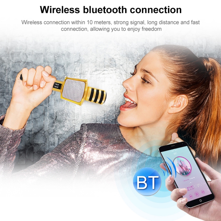 SD17 Teléfono Karaoke Micrófono inalámbrico Bluetooth (Oro) - B4