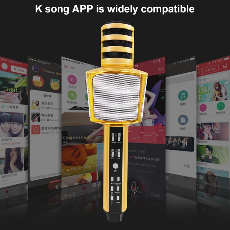 SD17 Teléfono Karaoke Micrófono inalámbrico Bluetooth (Oro) - B5