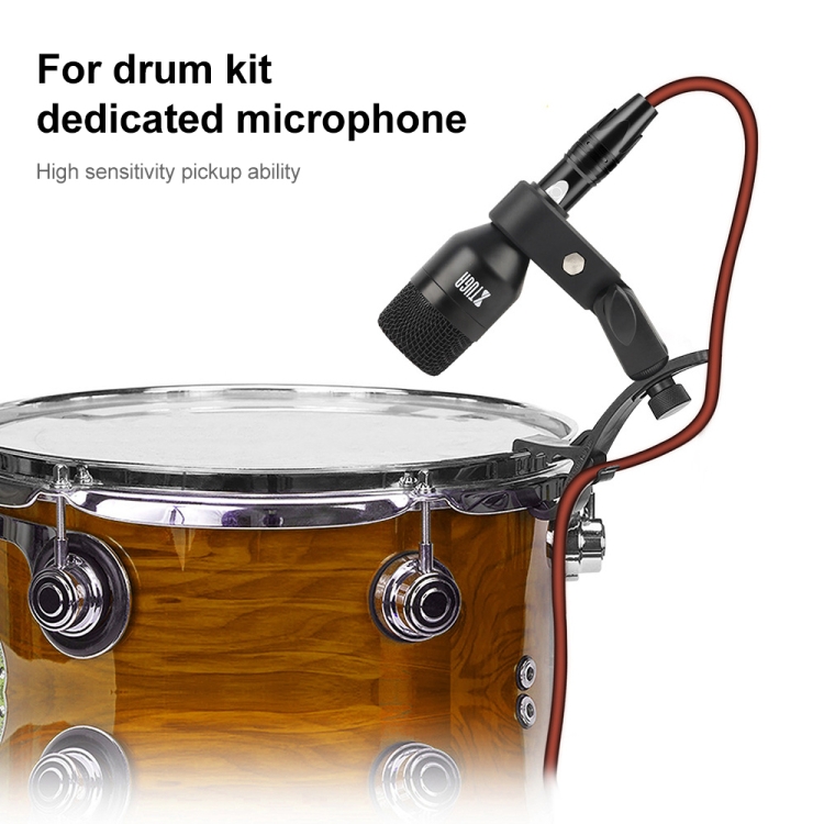 XTUGA DI7 Kit de micrófono de tambor dinámico con cable de 7 piezas Kick Bass Tom/Snare Cymbals Juego de micrófono con cables XLR - 3