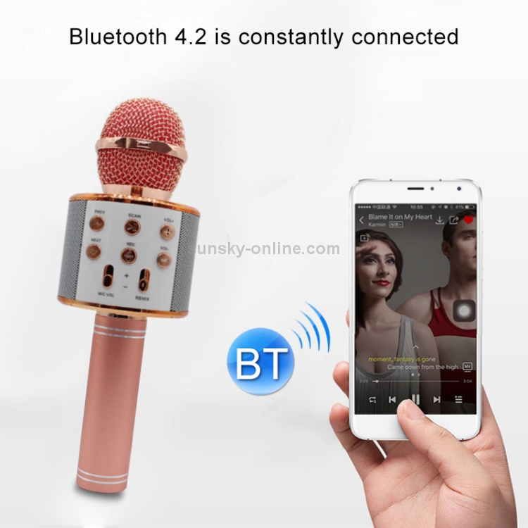 WSTER - WS-858 Micro Sans Fil-Bluetooth pour Télephone Karaoké