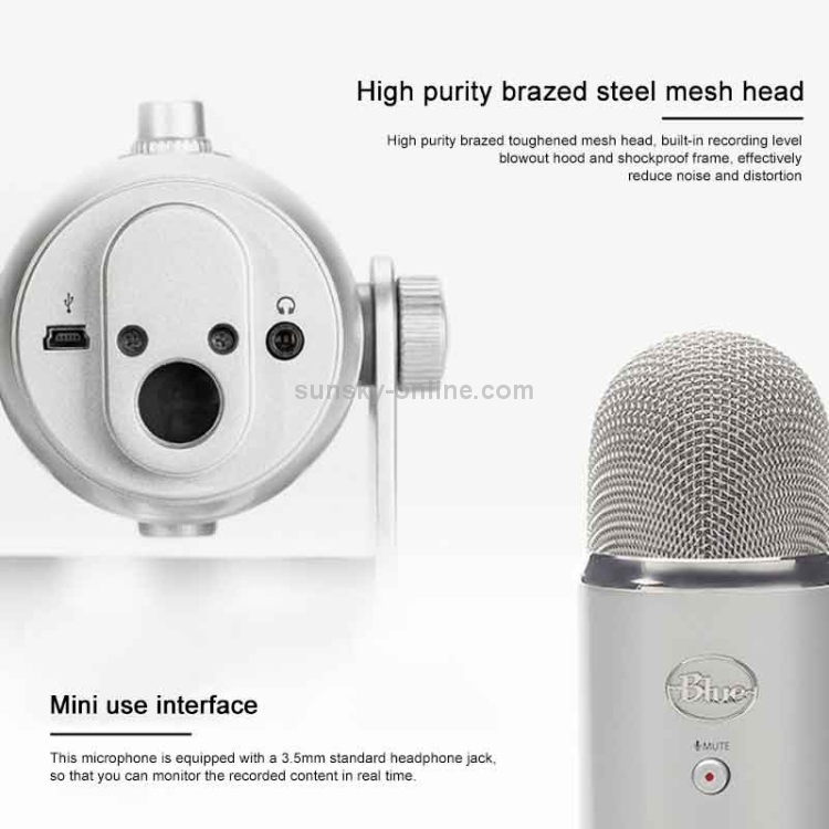 Logitech Blue Yeti Micrófono condensador USB con alta sensibilidad