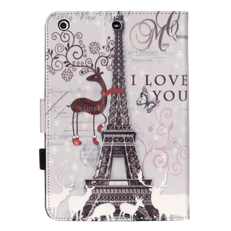 For iPad mini 1 / 2 / 3 Deer and Tower Pattern Horizontal Flip Leather Case with Holder & Card Slots & Wallet For iPad mini 1 / 2 / 3 Deer and Tower Pattern Horizontal Flip Leather Case with Holder & Card Slots & Wallet