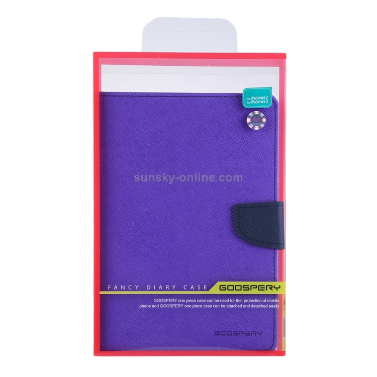 GOOSPERY FANCY DIARY for iPad mini 3 / 2 Cross Texture Leather Case with Card Slot & Holder & Wallet(Purple) GOOSPERY FANCY DIARY for iPad mini 3 / 2 Cross Texture Leather Case with Card Slot & Holder & Wallet(Purple)