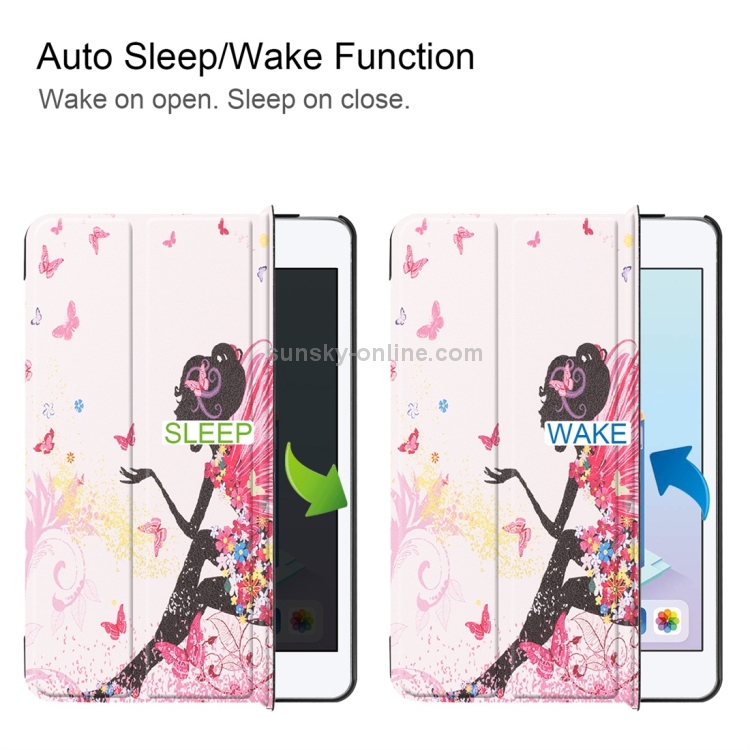 Fairy Girl Pattern Custer Texture Horizontal Flip PU Leather Case for iPad Mini 2019 / Mini 4 , with Three-folding Holder & Sleep / Wake-up Function Fairy Girl Pattern Custer Texture Horizontal Flip PU Leather Case for iPad Mini 2019 / Mini 4 , with Three-folding Holder & Sleep / Wake-up Function