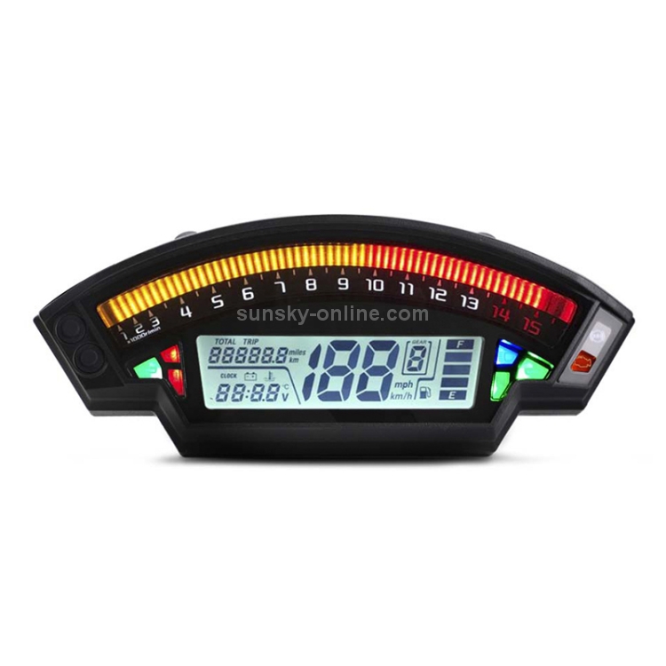 Speedpark Motorrad LCD TFT Digital Tachometer 14000 U / min 6 Gang
