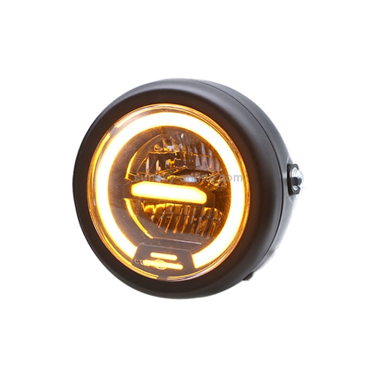 Moto 5.75 pouces Harley phare rétro lampe LED accessoires de Modification  de la lumière (jaune)