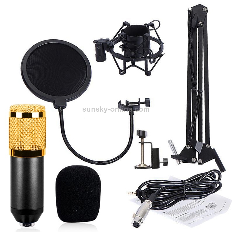 BM-800 Network K-Song Juego de micrófono de montaje de choque metálico de alta gama dedicado (negro) - 1