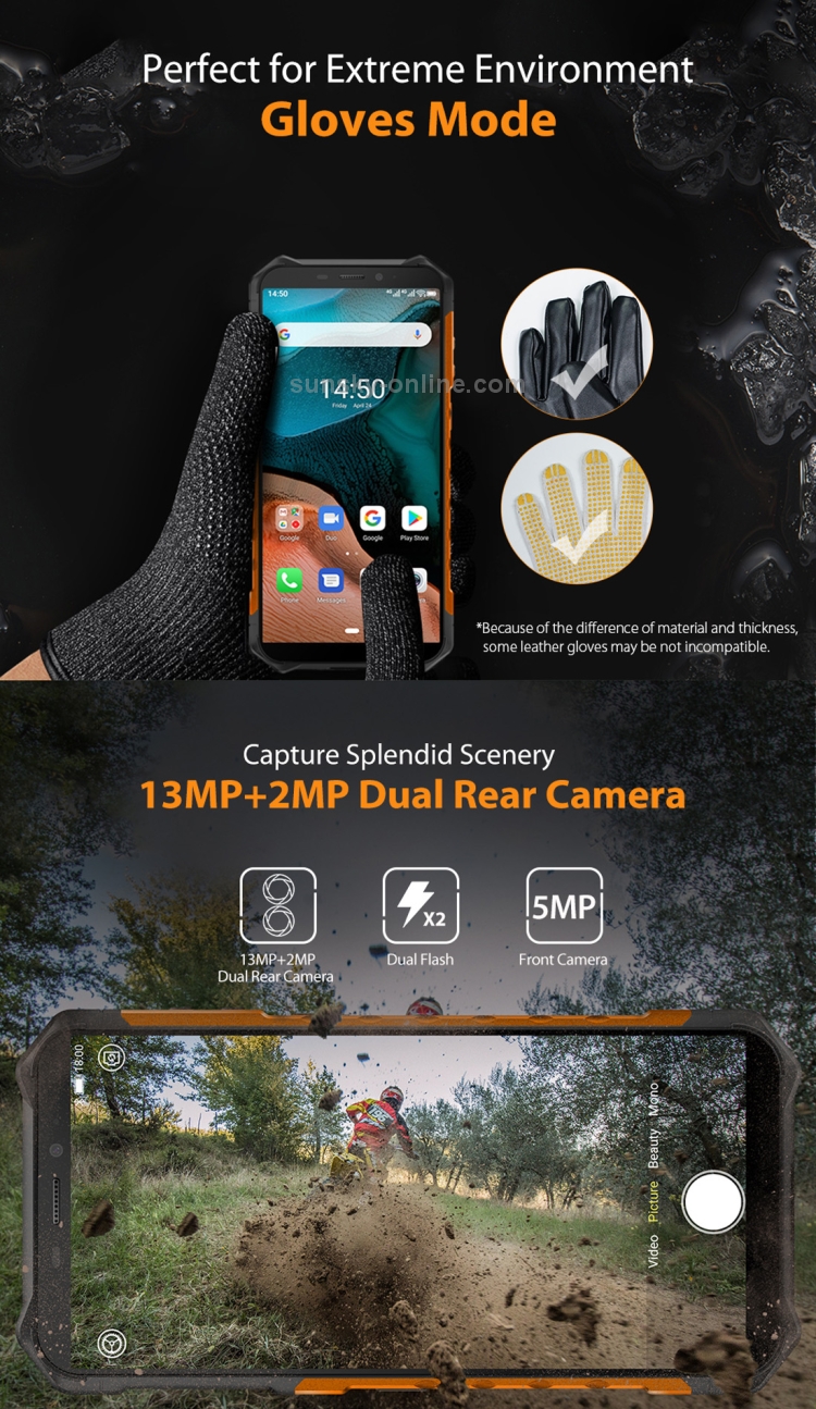 Защищенный телефон Ulefone Armor X5, 3 ГБ + 32 ГБ, IP68 / IP69K  Водонепроницаемый, пыленепроницаемый, ударопрочный, двойные задние камеры,  ...