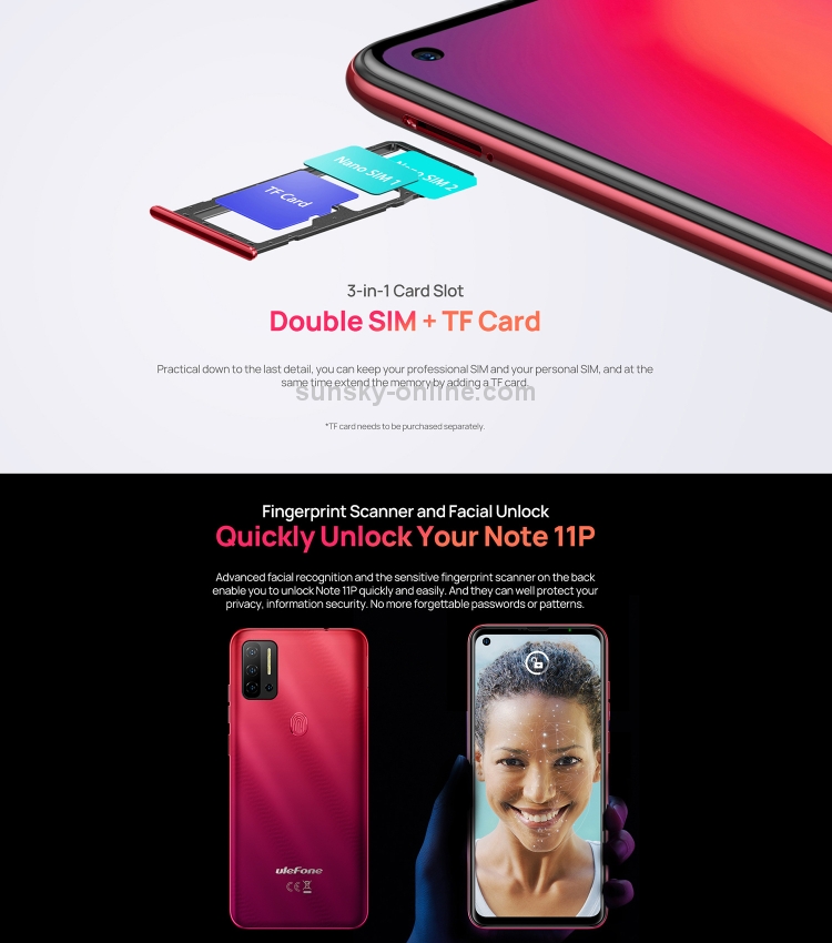 [HK Warehouse] Ulefone Note 11P, 8GB+128GB, Quad Back Cameras, 4400mAh Battery, Face ID & Fingerprint Identification, 6.55 inch Android 11 MTK Helio P60 Octa Core up to 2.0GHz, Network: 4G, Dual SIM, OTG(Green) - B10