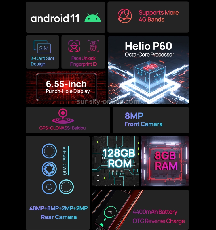 [HK Warehouse] Ulefone Note 11P, 8GB+128GB, Quad Back Cameras, 4400mAh Battery, Face ID & Fingerprint Identification, 6.55 inch Android 11 MTK Helio P60 Octa Core up to 2.0GHz, Network: 4G, Dual SIM, OTG(Green) - B2