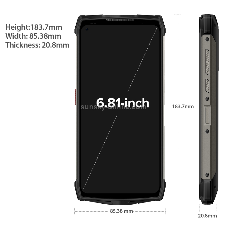 [HK Warehouse] Ulefone Armor 13 Rugged Phone, Infrared Distance Measure, 8GB+256GB, Quad Back Cameras, IP68/IP69K Waterproof Dustproof Shockproof, Face ID & Fingerprint Identification, 13200mAh Battery, 6.81 inch Android 11 MTK Helio G95 Octa Core up to 2.05GHz, Network: 4G, OTG, NFC(Black) - 7