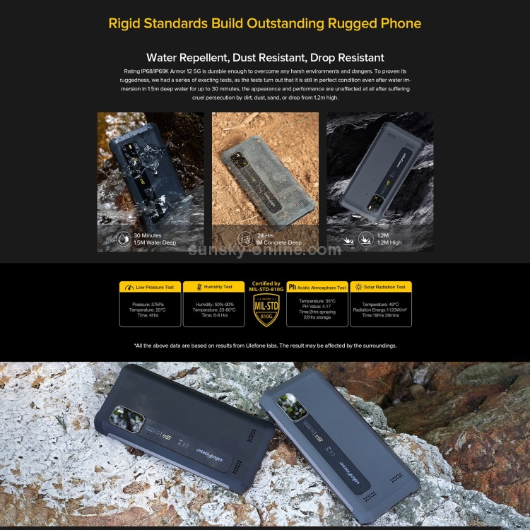 [HK Warehouse] Ulefone Armor 12 5G Rugged Phone, 8GB+128GB, Quad Back Cameras, IP68/IP69K Waterproof Dustproof Shockproof, Face ID & Side Fingerprint Identification, 5180mAh Battery, 6.52 inch Android 11 MTK6833 Dimensity 700 Octa Core up to 2.2GHz, Network: 5G, OTG, NFC, Support Wireless Charging(Black) - B5