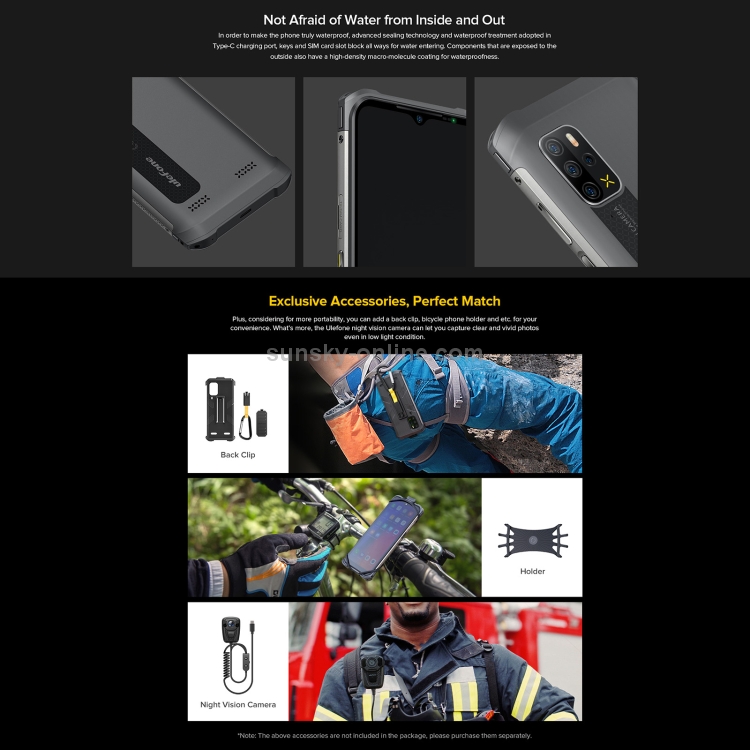 [HK Warehouse] Ulefone Armor 12 5G Rugged Phone, 8GB+128GB, Quad Back Cameras, IP68/IP69K Waterproof Dustproof Shockproof, Face ID & Side Fingerprint Identification, 5180mAh Battery, 6.52 inch Android 11 MTK6833 Dimensity 700 Octa Core up to 2.2GHz, Network: 5G, OTG, NFC, Support Wireless Charging(Black) - B6