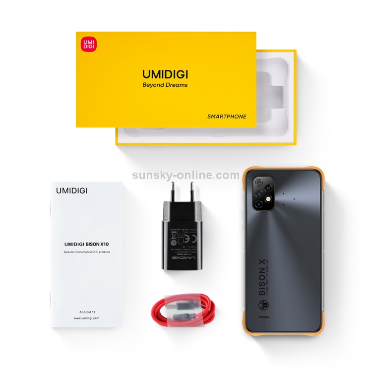 [HK Warehouse] UMIDIGI BISON X10 Rugged Phone, 4GB+64GB, IP68/IP69K Waterproof Dustproof Shockproof, Triple Back Cameras, 6150mAh Battery, Side Fingerprint Identification, 6.53 inch Android 11 MTK Helio P60 Octa Core up to 2.0GHz, OTG, NFC, PTT, Network: 4G(Grey) - B19