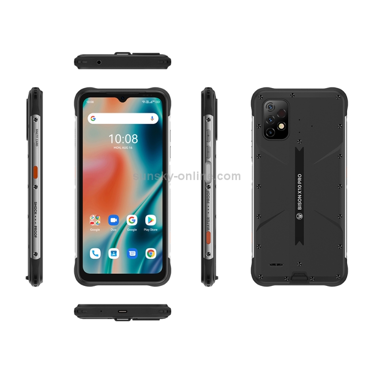 [HK Warehouse] UMIDIGI BISON X10 Pro Rugged Phone, Non-contact Infrared Thermometer, 4GB+128GB, IP68/IP69K Waterproof Dustproof Shockproof, Triple Back Cameras, 6150mAh Battery, Side Fingerprint Identification, 6.53 inch Android 11 MTK Helio P60 Octa Core up to 2.0GHz, OTG, NFC, PTT/SOS, Network: 4G(Black) - 1