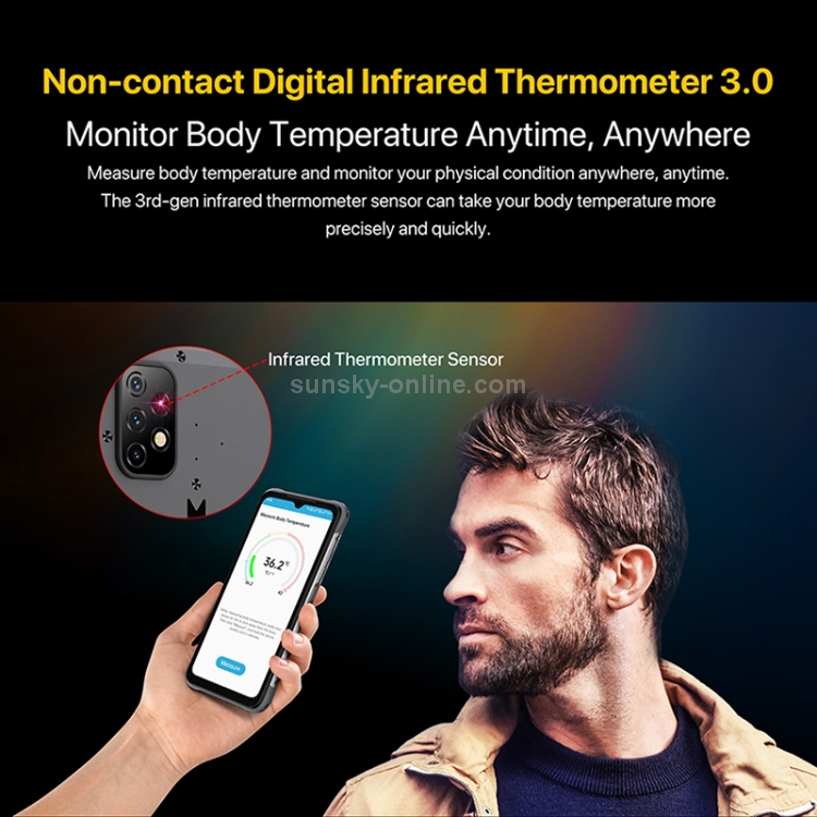 [HK Warehouse] UMIDIGI BISON X10 Pro Rugged Phone, Non-contact Infrared Thermometer, 4GB+128GB, IP68/IP69K Waterproof Dustproof Shockproof, Triple Back Cameras, 6150mAh Battery, Side Fingerprint Identification, 6.53 inch Android 11 MTK Helio P60 Octa Core up to 2.0GHz, OTG, NFC, PTT/SOS, Network: 4G(Black) - B10