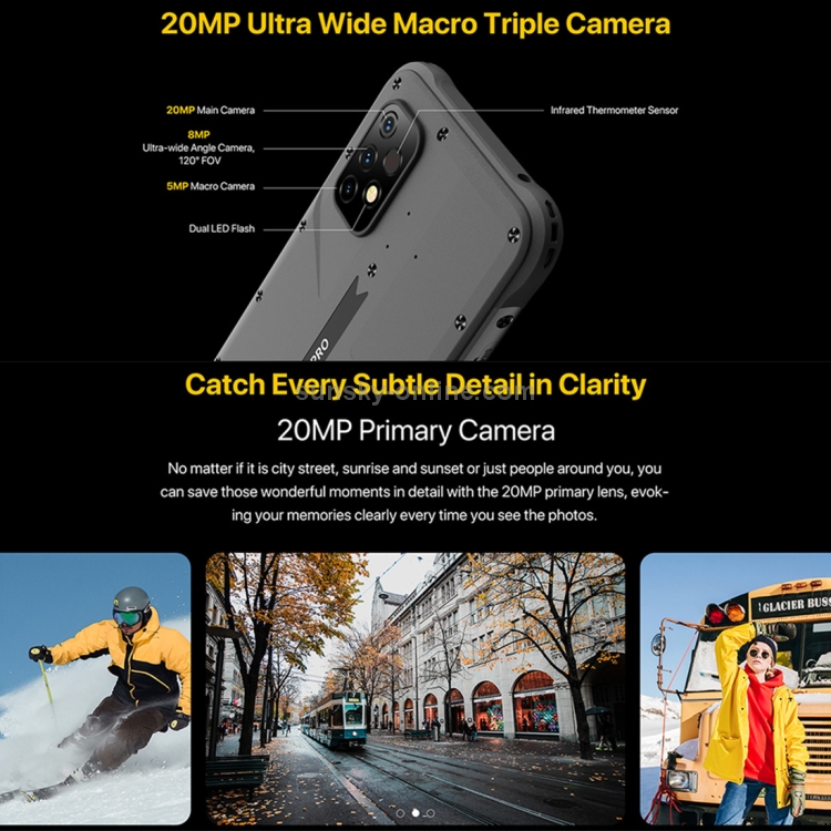 [HK Warehouse] UMIDIGI BISON X10 Pro Rugged Phone, Non-contact Infrared Thermometer, 4GB+128GB, IP68/IP69K Waterproof Dustproof Shockproof, Triple Back Cameras, 6150mAh Battery, Side Fingerprint Identification, 6.53 inch Android 11 MTK Helio P60 Octa Core up to 2.0GHz, OTG, NFC, PTT/SOS, Network: 4G(Black) - B6
