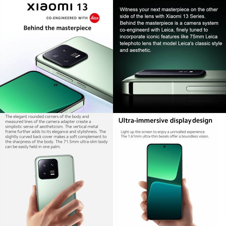[Entrepôt HK] Xiaomi 13 Global 5G, appareil photo 50MP, 12 Go + 256 Go, Caméras triple arrière, identification d'empreintes digitales à l'écran, 6,36 pouces MIUI 14 Qualcomm Snapdragon 8 Gen 2 Octa Core jusqu'à 3,2 GHz, réseau : 5G, NFC, fonction de charge sans fil (noir) - 1