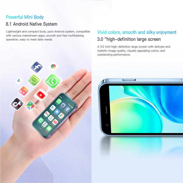 SOYES XS15 Mini Android8.1 Smart Phone 3.0 Inch Display 2GB RAM 16GB ROM  Dual SIM Standby Play Store 3G Little Phone 