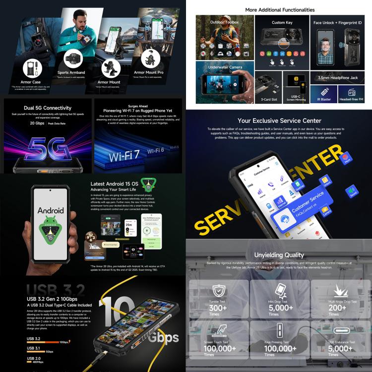 [HK Warehouse] Ulefone Armor 28 Ultra Rugged Phone, 16GB+1TB, Night Vision, 10600mAh, 6.67 inch Android 14 MediaTek Dimensity 9300+ Octa Core, Network: 5G, NFC (Black)