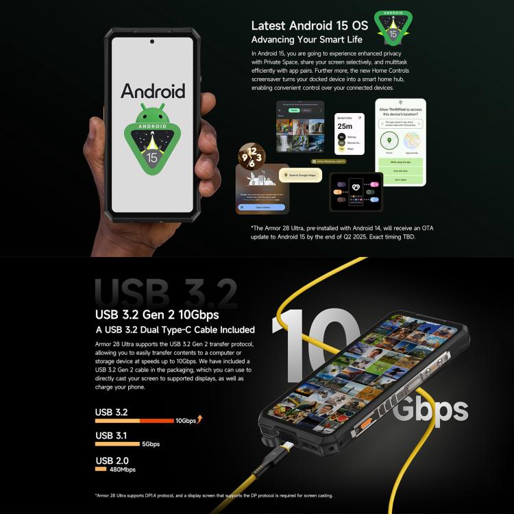 [HK Warehouse] Ulefone Armor 28 Ultra Thermal Version Rugged Phone, 16GB+1TB, Night Vision, 10600mAh, 6.67 inch Android 14 MediaTek Dimensity 9300+ Octa Core, Network: 5G, NFC (Black)