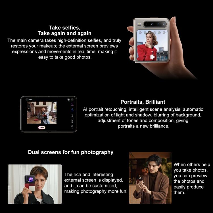 HUAWEI Pura X, 12GB+256GB, Side Fingerprint Identification, 6.3 inch + 3.5 inch HarmonyOS 5.0.1 Octa Core, NFC, OTG, Not Support Google Play (Black) - B10