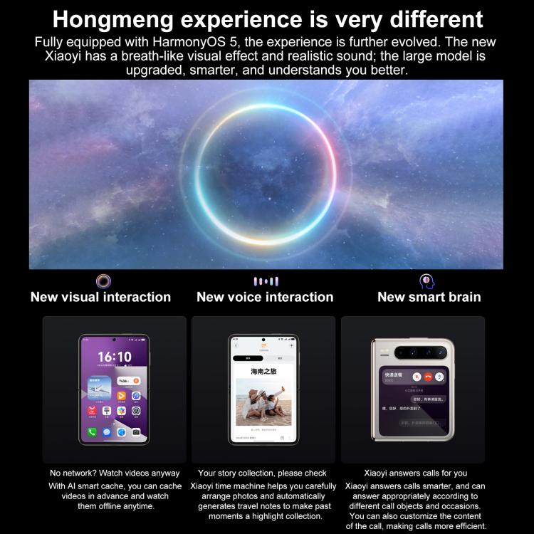 HUAWEI Pura X, 12GB+256GB, Side Fingerprint Identification, 6.3 inch + 3.5 inch HarmonyOS 5.0.1 Octa Core, NFC, OTG, Not Support Google Play (Black) - B4