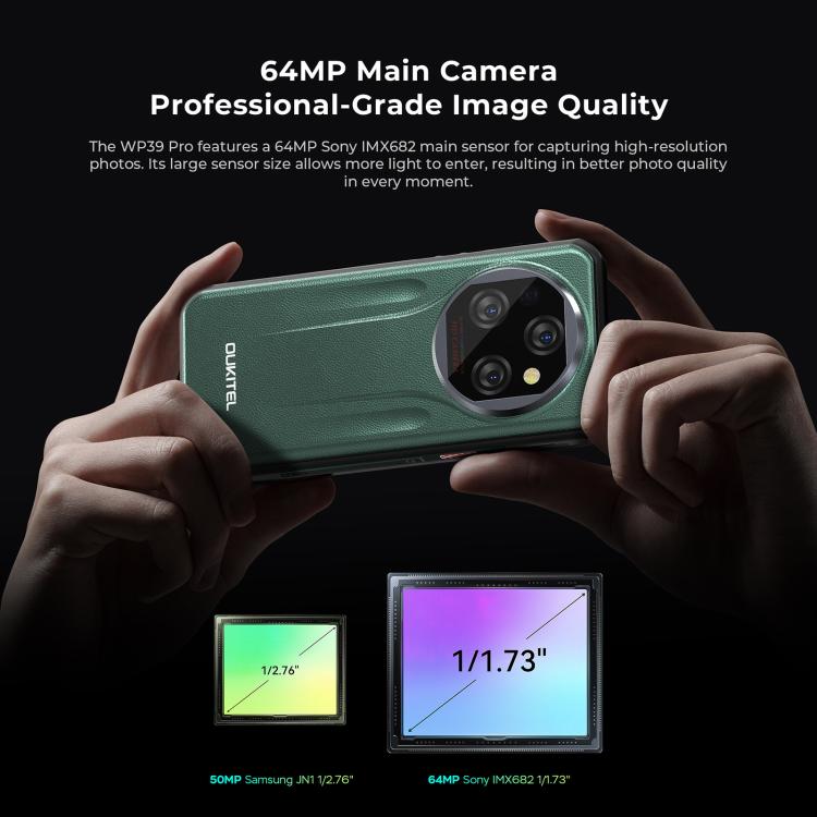 [HK Warehouse] Oukitel WP39 Pro 5G Rugged Phone, 12GB+512GB, Night Vision, Fingerprint Identification, 6.6 inch Android 14 MediaTek Dimensity 6300 Octa Core, NFC, OTG, Network: 5G (Grey) - B5