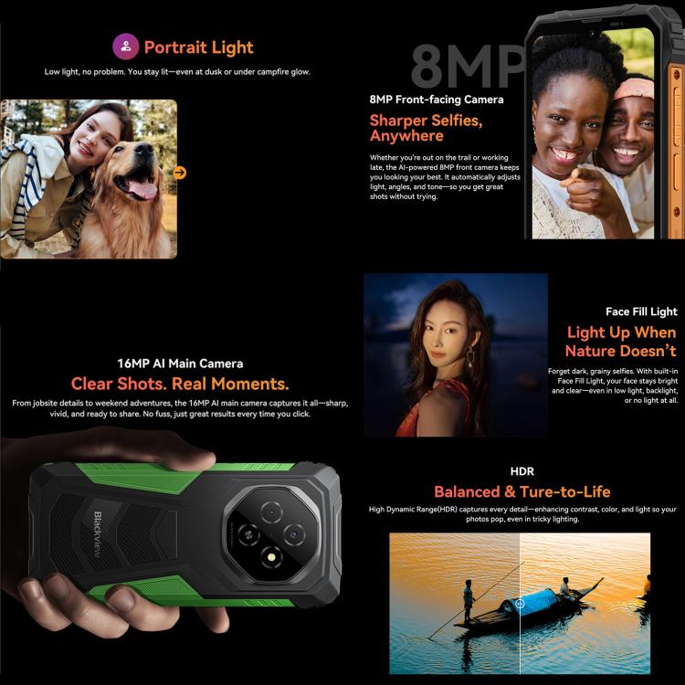 Blackview FORT 1 DK106，4GB+128GB，6.56英寸安卓15 Unisoc UMS9230E T615八核, 网络：4G, OTG, NFC (颜色：黑色) - B13