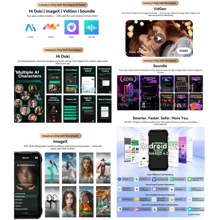 [HK Warehouse] Blackview XPLORE 2 Projector, Night Vision, 12GB+256GB, 6.73 inch Android 15 Dimensity 8300 MT6897 Octa Core, Network: 5G, OTG, NFC (Black)