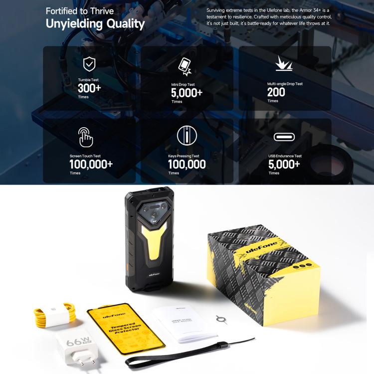 [HK Warehouse] Ulefone Armor 34+, 16GB+512GB, Night Vision, IP68/IP69K Rugged Phone, 6.95 inch Android 15 MediaTek Dimensity 7400X Octa Core, Network: 5G, NFC, OTG (Black)