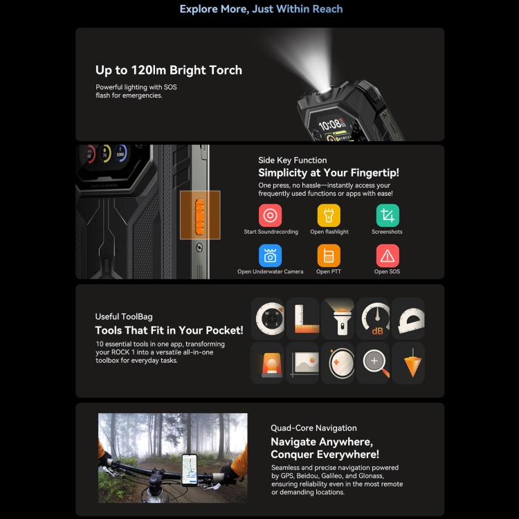 [HK Warehouse] Blackview ROCK 1 Rugged Phone, 8GB+256GB, 6.56 inch Android 16 MT6769V/CB Helio G81 Octa Core, Network: 4G, OTG, NFC (Black)