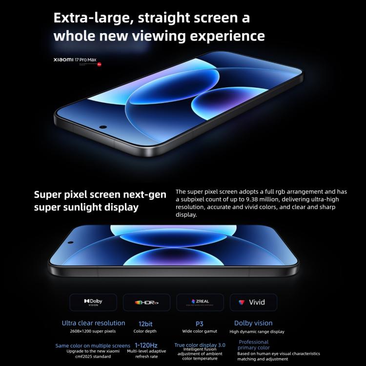 Xiaomi 17 Pro Max, 16GB+1TB, 3D Ultrasonic Fingerprint, 6