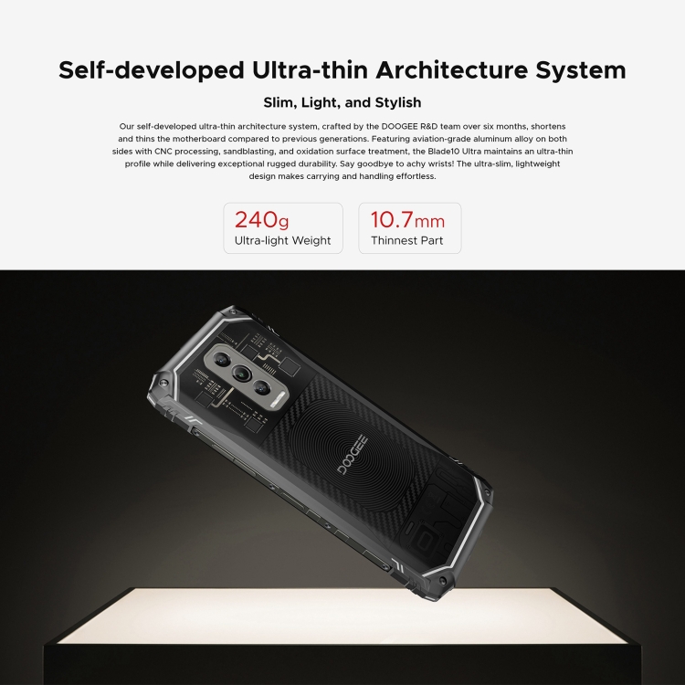 [HK Warehouse] DOOGEE Blade 10 Ultra, 8GB+256GB, Fingerprint Identification, 6.56 inch Android 14 Spreadtrum T606 Octa Core, Network: 4G, OTG, NFC (Black) - B6