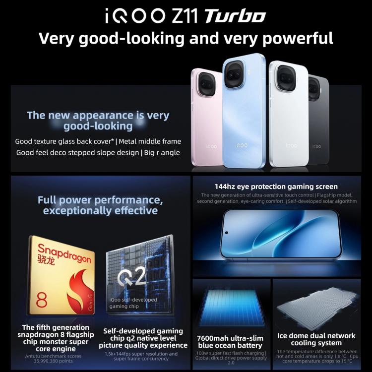 vivo iQOO Z11 Turbo, 16GB+512GB, Ultrasonic 3D Fingerprint, 6.59 inch Android 16 OriginOS 6 Snapdragon 8 Gen 5 Octa Core, OTG, NFC, Network: 5G (White) - B1