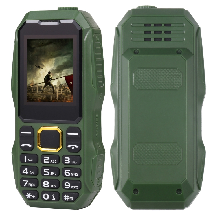 W2025 Triple Proofing Elder Phone, Waterproof Shockproof Dustproof, 5800mAh Battery, 1.8 inch, 21 Keys, LED Flashlight, Dual SIM(Green) - 1