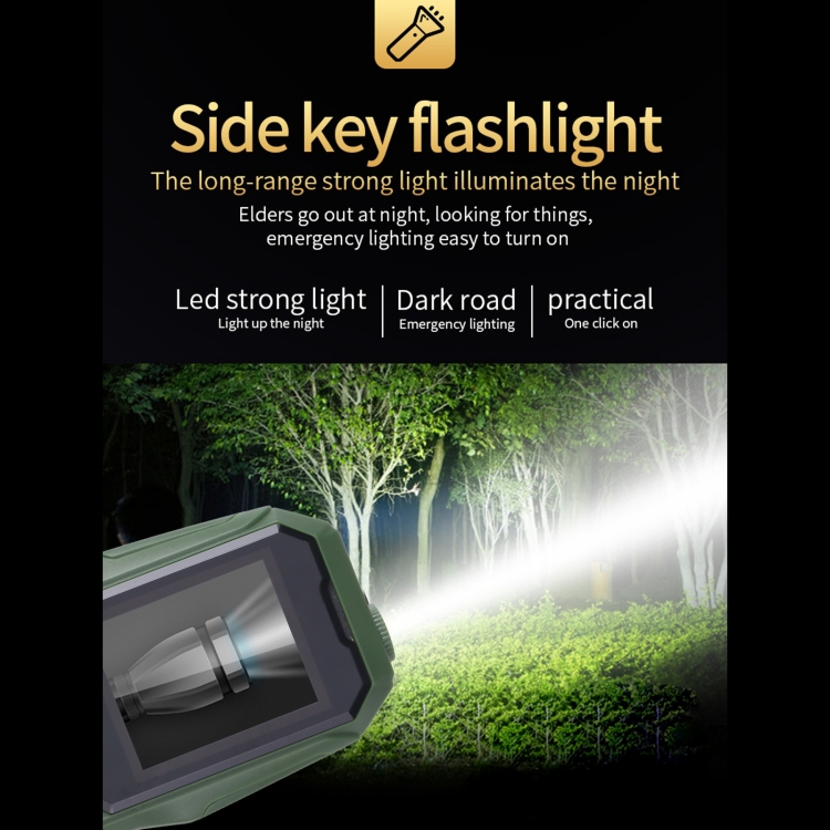 W2025 Triple Proofing Elder Phone, Waterproof Shockproof Dustproof, 5800mAh Battery, 1.8 inch, 21 Keys, LED Flashlight, Dual SIM(Green) - 5
