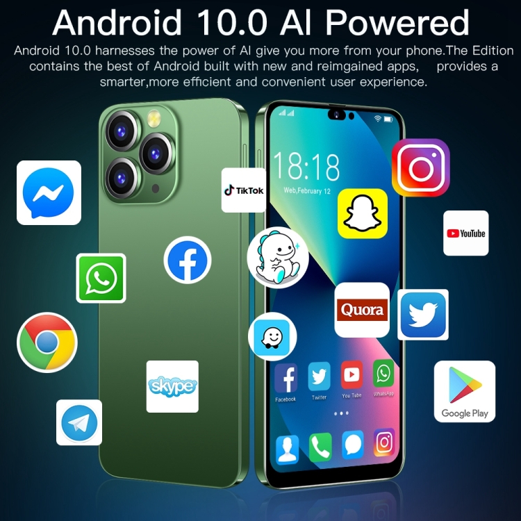 i14 Pro Max N86, 4GB+32GB, 6.3 inch, Face Identification, Android 10 MTK6737 Quad Core, Network: 4G, with 64GB TF Card (Blue) - B12