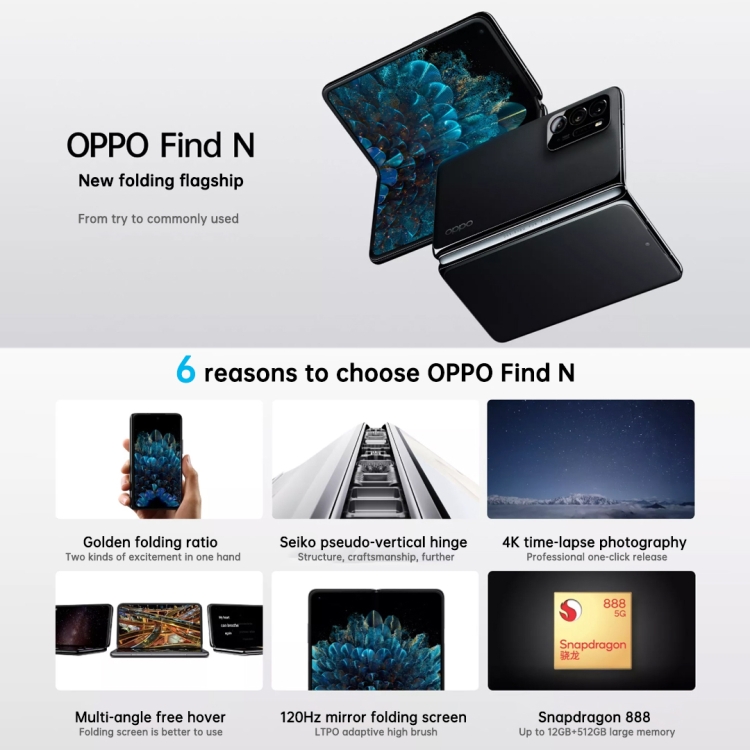 Oppo Find N 大陸版　12G /512G 美品 OPPO Find N 5G, 12GB+512GB, 50MP カメラ, 中国語版