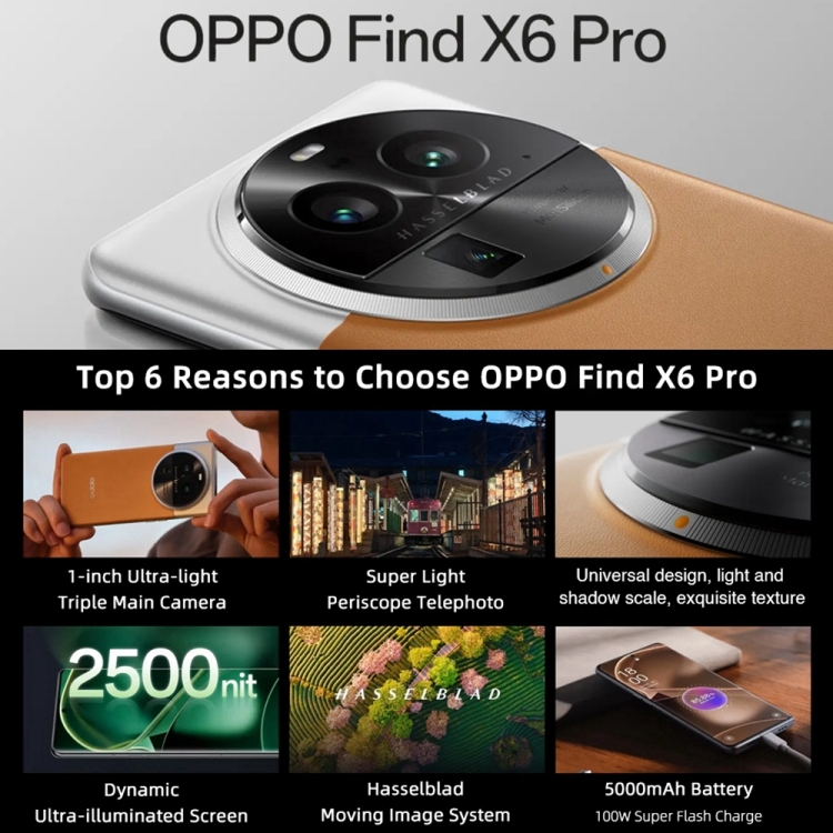 OPPO Find X6 Pro 5G Dual SIM, 16GB/512GB, Brown (Leather) (CN Version)