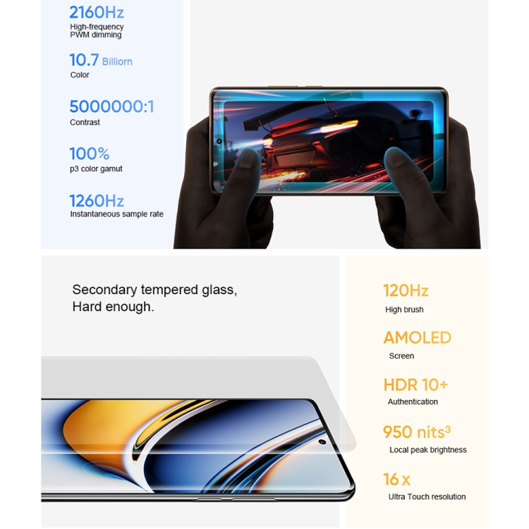 Celular Realme 11 Pro Plus 512GB, 12GB ram, cámara principal 200MP + 8MP +  2MP, frontal 32MP, 6.7”, negro + Mica - Coolbox